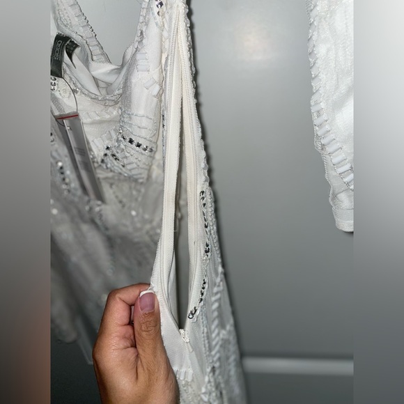 ASOS Design long sleeve splice detail embellished midi dress women’s size 4 - Picture 10 of 11